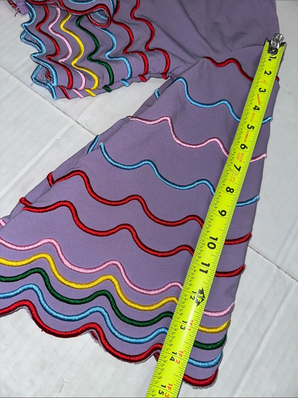 Lola + The Boys Purple Rainbow Top Embroidered Bell Sleeve Size 8 - Picture 11 of 11